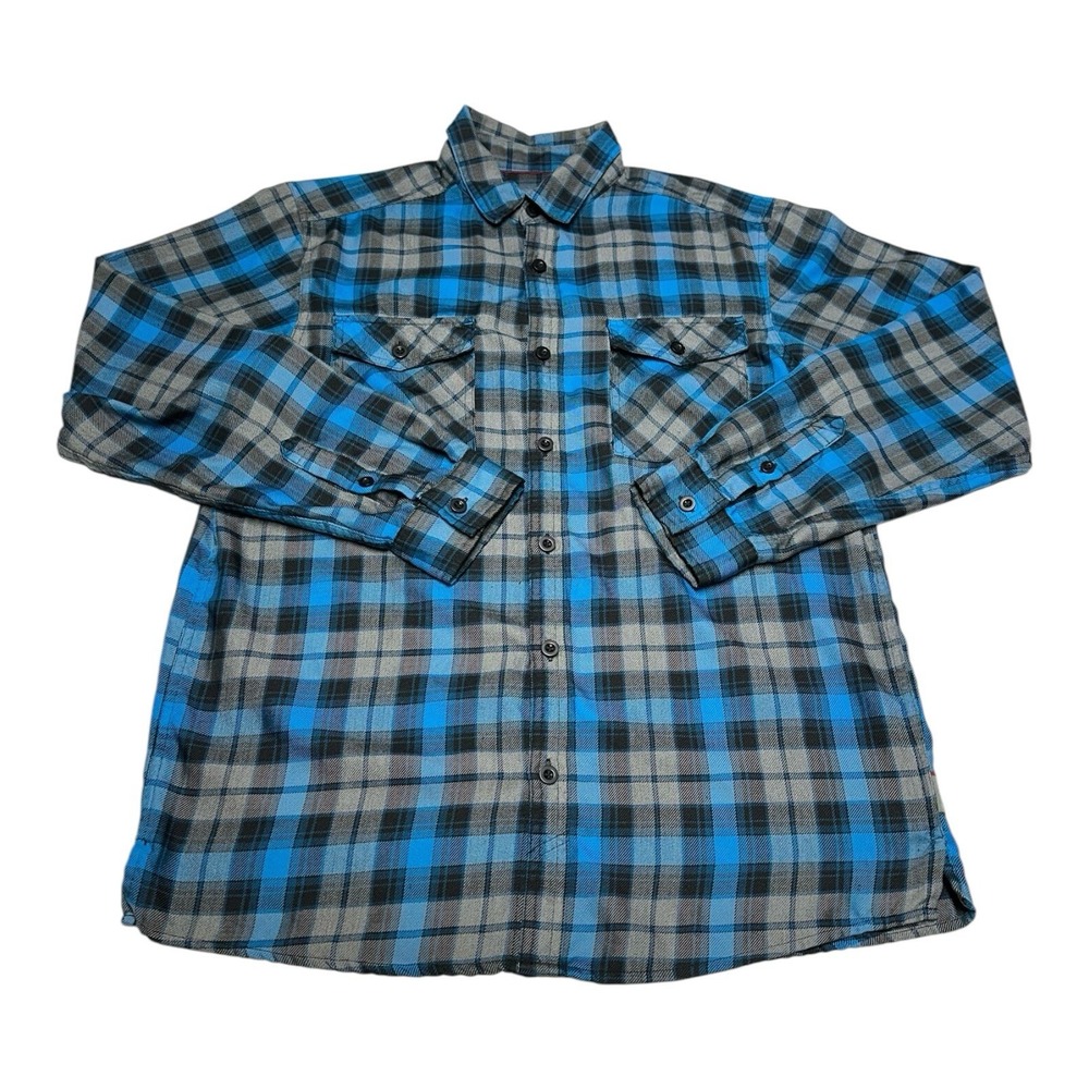 Mountain Hardwear Shirt Mens M Blue Grey Plaid Button Up Long
